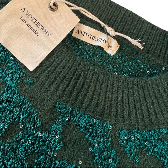 Beautiful shimmer olive holiday sweater S/M M/L combo size - Picture 7 of 9